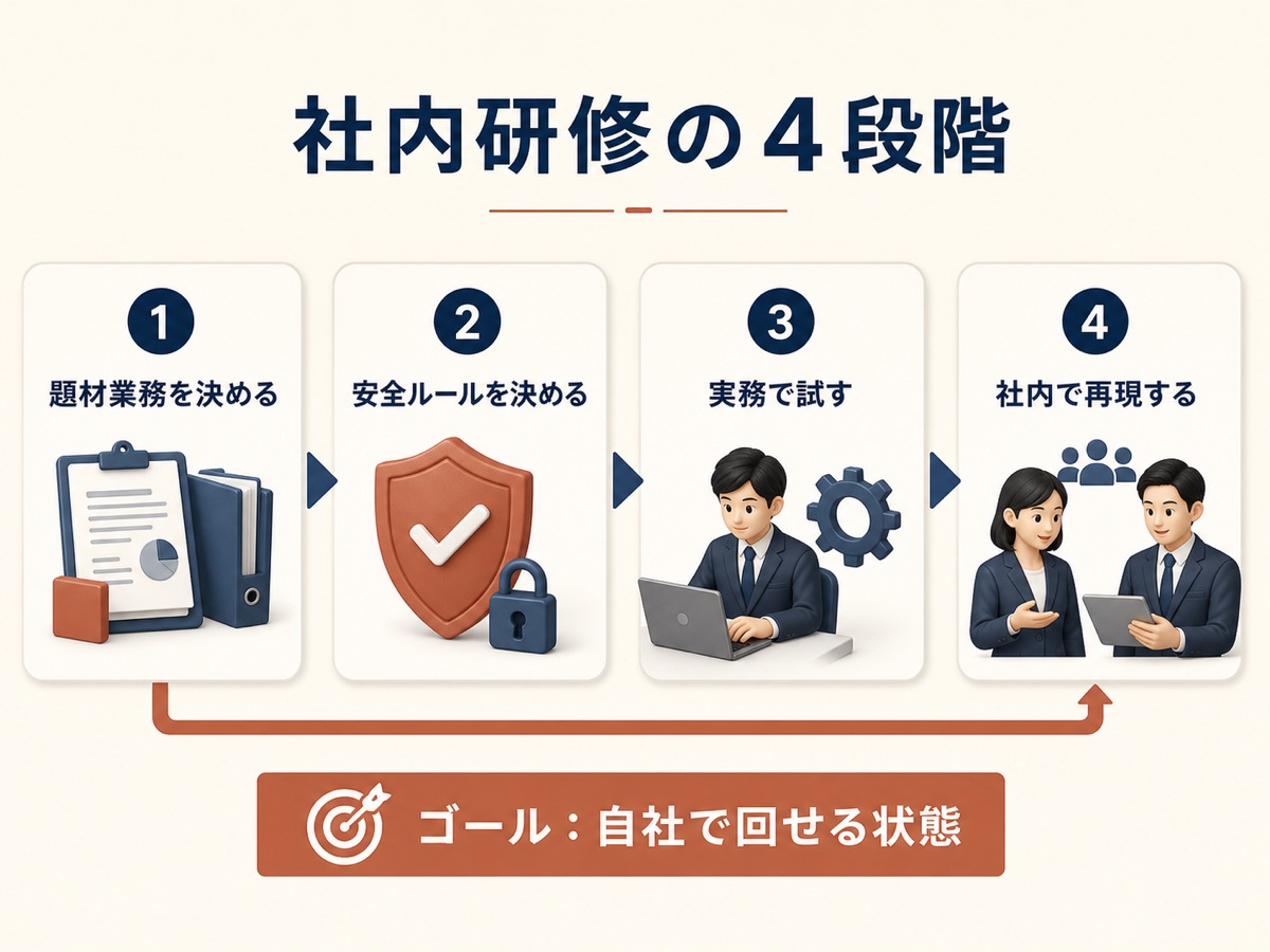 図解：社内研修の4段階