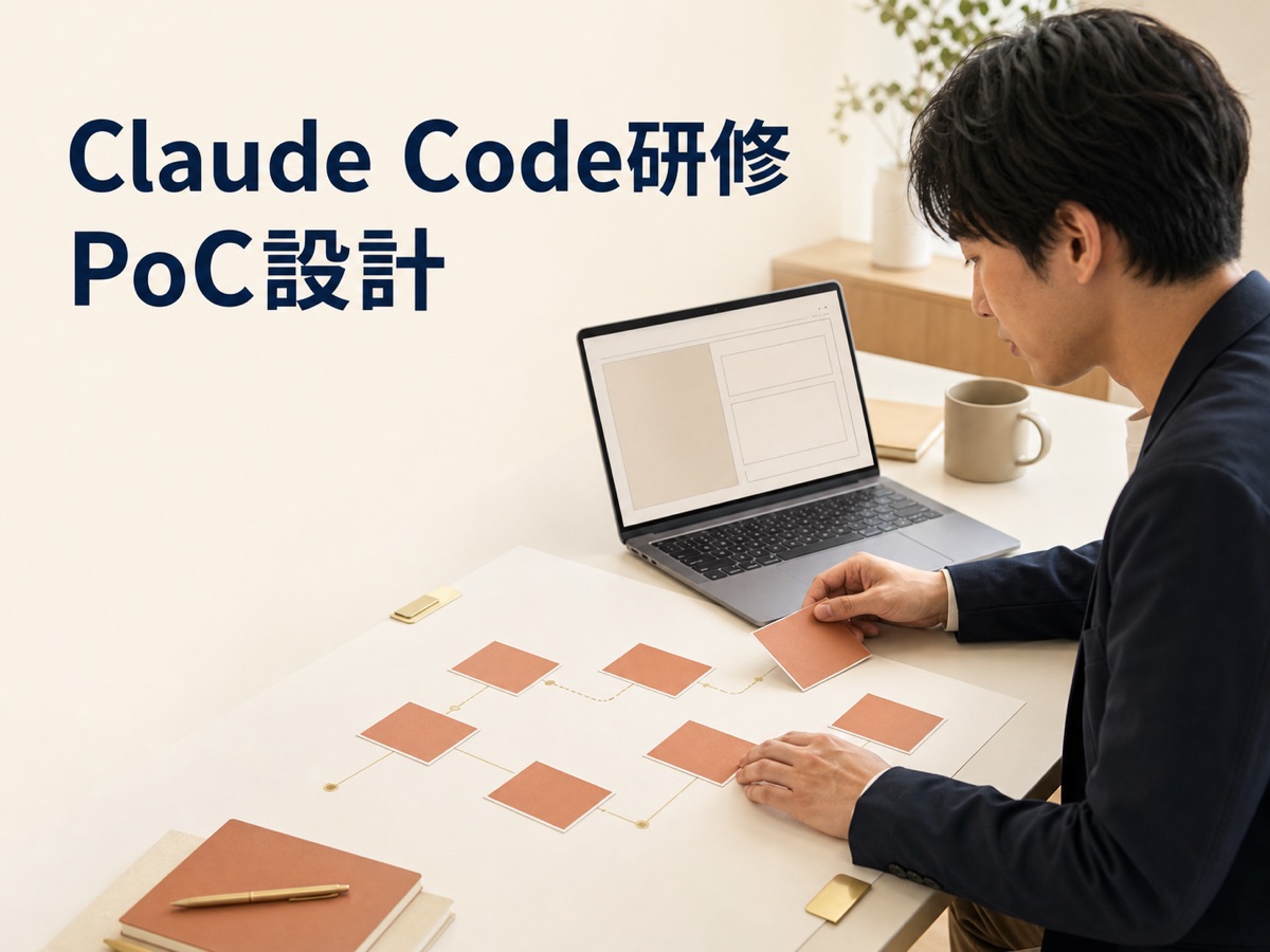Claude Code導入前のPoCとして、非本番データの範囲と受入テストの条件を確認する少人数のチーム